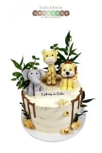  Tort ze Zwierzętami Tygrys Słoń Żyrafa