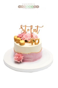  Tort Klasyczny  Złoto z Żywymi Kwiatami 