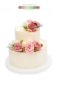 Tort z Żywymi Kwiatami Złoto