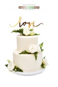 Tort Z Żywymi Kwiatami Paprotki Ślubny