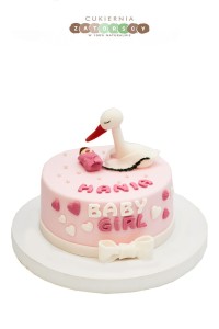 Tort Baby Shower Dla Dziewczynki Bocian