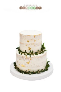 Tort Klasyczny Naked Cake ze Złotem Jadalnym Dwupiętrowy  