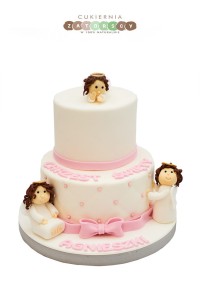 Tort Na Chrzest dla Dziewczynki z Aniołami