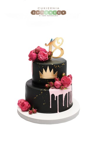 tort-dla-kobiety-na-18-ste-urodziny-z-kwiatami-zywymi-korona-topper-drip-cake-czarny-dostawa-krakow-cukiernia-zatorscy.jpg