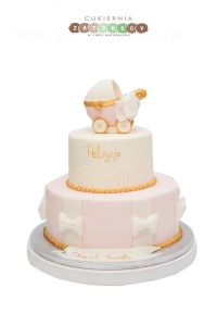 Tort na chrzest z Wózkiem i Dzidziusiem