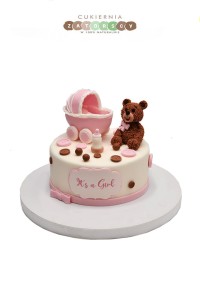 Tort Baby Shower Dla Dziewczynki Miś