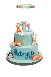 Tort na Roczek Zwierzęta Dla Dziewczynki