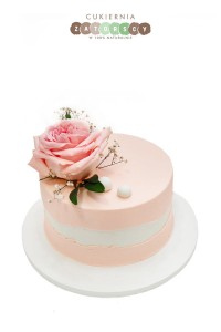  Tort na Walentynki  Różowy dla Kobiety z Kwiatem 