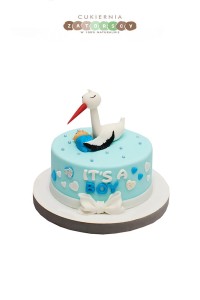 Tort Bocian i Dzidziuś Baby Shower Chłopiec