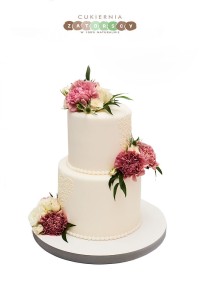 Tort Klasyczny Żywe Kwiaty Ślubny