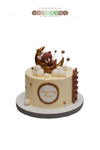 Tort z Misiem Księżycem  na Chrzest dla Dziewczynki 