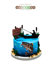  Tort Wędkarz Ryba Staw