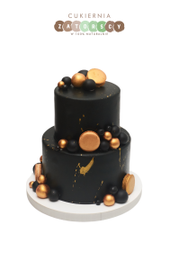 Tort Czarny ze Złotem dla Mężczyzny Elegancki