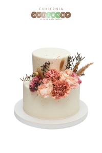 Tort z Żywymi Kwiatami Złoto 