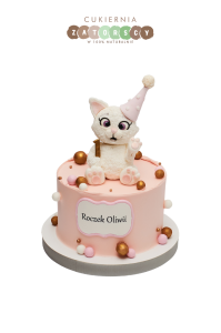 Tort na Roczek z Kotkiem dla Dziewczynki
