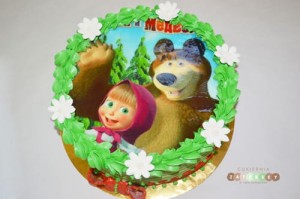 Tort mini z opłatkiem Masza i Niedźwiedź 