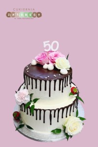 Tort klasyczny Naked Cake Owoce Żywe Kwiaty