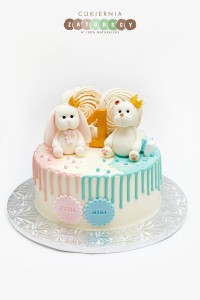 Tort na Roczek z Misiem i Królikiem