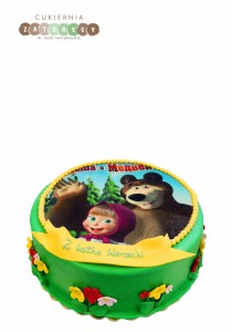 Tort z opłatkiem mini Masza i Niedźwiedź 