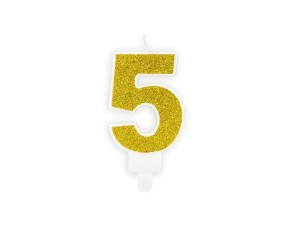 Świeczka Złota Brokatowa nr 5