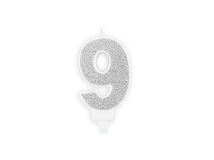 Świeczka Srebrna Brokatowa nr 9